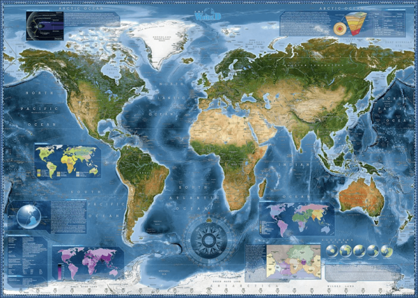 PUZZLE HEYE - Carte satellite du monde - 2000 pièces