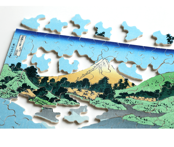 PUZZLE BOIS WILSON - K. HOKUSAI : Reflets du Mont Fuji - 80 pièces