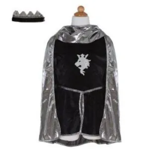 ENSEMBLE CHEVALIER  CAPE ET TUNIQUE ARGENT 7-8 ANS