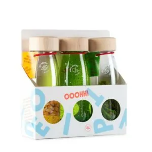 PACK 3 BOUTEILLES SENSORIELLES FERME PAILLETTE VERTE COCCINELLE - PETIT BOUM