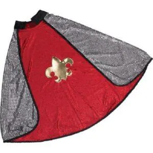 CAPE REVERSIBLE CHEVALIER ROUGE ARGENT 4-7 ANS