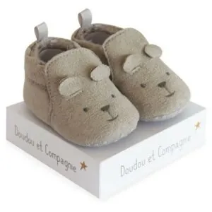 CHAUSSONS BEBE GRIS - DOUDOU ET COMPAGNIE