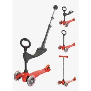 TROTTINETTE 3 ROUES AVEC BARRE DE POUSSEE ROUGE - MICRO MOBILITY