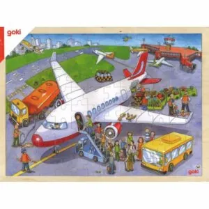 PUZZLE BOIS GOKI : A L'AEROPORT - 96 PIECES