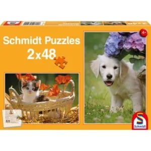 PUZZLE SCHMIDT : CHATON / CHIOT - 2 X 48 PIECES