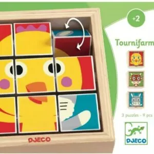 PUZZLE DJECO BOIS : TOURNIFARM - 9 CUBES