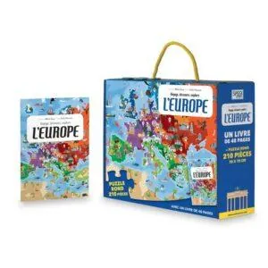 COFFRET PUZZLE / LIVRE SASSI : VOYAGE DECOUVRE EXPLORE L'EUROPE -  210 PIECES