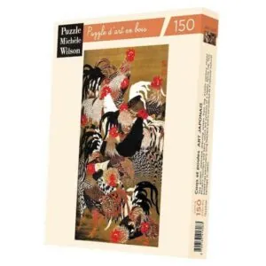 PUZZLE BOIS WILSON - ART JAPONAIS : COQS ET POULES - 150 PIECES