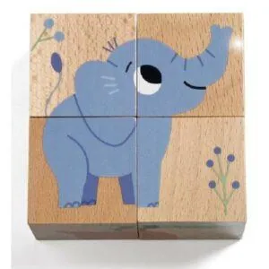 PUZZLE DJECO BOIS : WILD AND CO - 4 CUBES