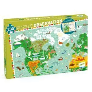PUZZLE DJECO OBSERVATION : TOUR DU MONDE - 200 PIECES + LIVRET