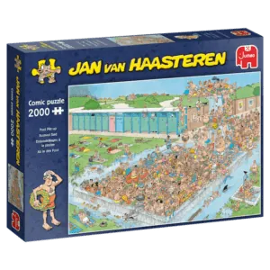 PUZZLE JAN VAN HAASTEREN : EMBOUTEILLAGE A LA PISCINE - 2000 PIECES