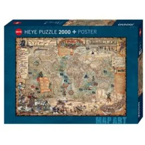 PUZZLE HEYE MAP ART - CARTE DU MONDE PIRATE - 2000 PIECES