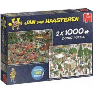 PUZZLE JAN VAN HAASTEREN : REVEILLON DE NOEL ET MARCHE DE NOEL - 2 X 1000 PIECES