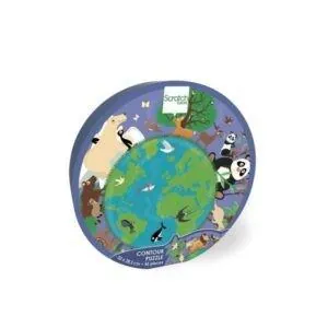 PUZZLE CONTOUR : AUTOUR DU MONDE - 45PCS - SCRATCH