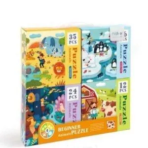 COFFRET 4 PUZZLES PROGRESSIFS : Animaux - 12-16-24-36 pièces