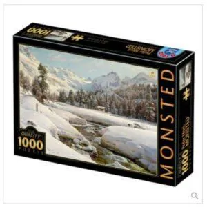 PUZZLE D-TOYS - P. M. MONSTED :  PAYSAGE D'HIVER EN SUISSE  - 1000 PIECES