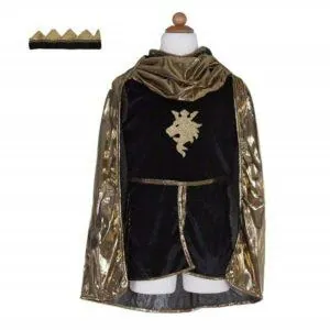 ENSEMBLE CHEVALIER  CAPE ET TUNIQUE OR 5-6 ANS