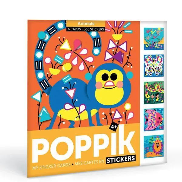 6 CARTES GOMMETTES ANIMAUX +360 STICKERS 4 ANS ET +