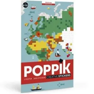 MON POSTER EN STICKERS CARTE DU MONDE+1600 STICKERS 6-12 ANS