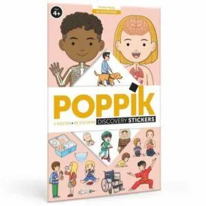 POSTER EDUCATIF CORPS HUMAIN + 48 STICKERS 4 ANS ET +
