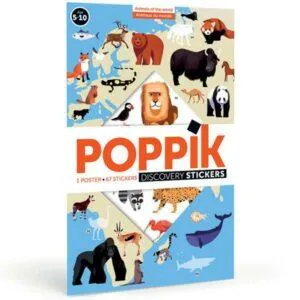 POSTER EDUCATIF ANIMAUX DU MONDE +67 STICKERS 5-10 ANS