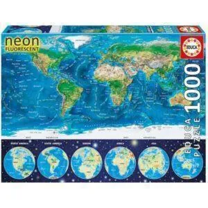 PUZZLE EDUCA - NEON FLUORESCENT : CARTE DU MONDE - 1000 PIECES