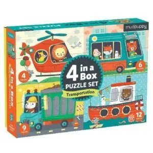 PUZZLE EVOLUTIF MUDPUPPY : LES TRANSPORTS : 4-6-9-12 PIECES