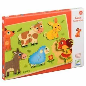 PUZZLE DJECO BOIS ENCASTREMENT : COUCOU COW