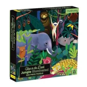 PUZZLE MUDPUPPY - BRILLE DANS LE NOIR :  JUNGLE - 500 PIECES