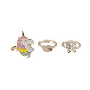 SET 3 BAGUES BUTTERFLY ET UNICORN - GREAT PRETENDERS