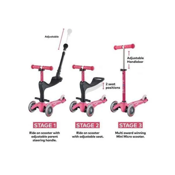 TROTTINETTE EVOLUTIVE MINI MICRO 3EN1 DELUXE ROSE PLUS - MICRO MOBILITY – Image 4