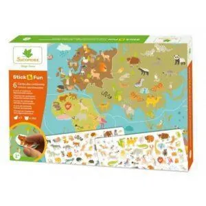 CARTE DU MONDE ANIMAUX REPOSITIONNABLE - SYCOMORE