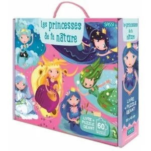 COFFRET SASSI : LES PRINCESSES DE LA NATURE LIVRE + PUZZLE GEANT 60 PIECES