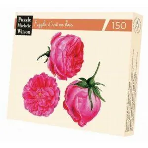 PUZZLE BOIS WILSON - F. REDOUTE : TROIS ROSES - 150 pièces