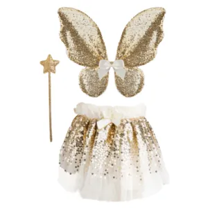 SET PAPILLON SEQUINS DORES JUPE AILES BAGUETTE 4-6 ANS - GREAT PRETENDERS