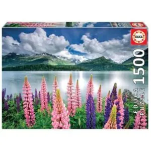 PUZZLE EDUCA : LUPINS SUR LES RIVES DU LAC SILS SUISSE - 1500 PIECES