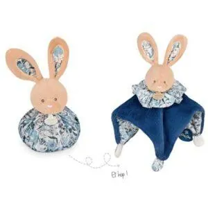 DOUDOU BOULE LAPIN BLEU - DOUDOU ET COMPAGNIE