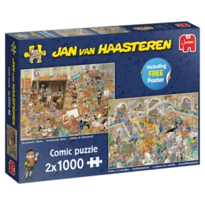 PUZZLE JAN VAN HAASTEREN :  L'ATELIER DE REMBRANDT / LA GALERIE DES CURIOSITES - 2X1000 PIECES
