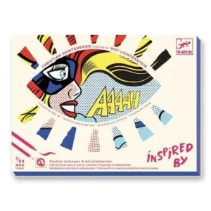 COFFRET FEUTRES PINCEAUX ET DECALCOMANIES - CHRISTIAN MONTENEGRO INSPIRED BY R. LICHTENSTEIN - HEROES - DJECO
