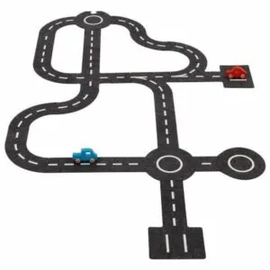 CIRCUIT ROUTE EN FEUTRINE + 2 VOITURE BOIS - GOKI