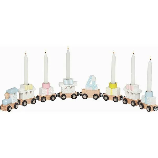 TRAIN ANNIVERSAIRE EN BOIS + BOUGIES - GOKI