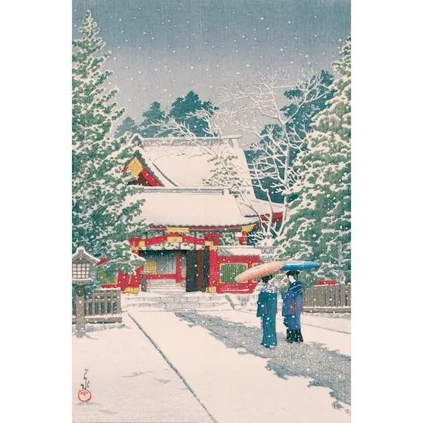 PUZZLE BOIS WILSON - K. HASUI : NEIGE A HIE-JINJA - 500 PIECES – Image 2
