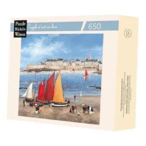 PUZZLE BOIS WILSON - F. DELACROIX : LES REMPARTS DE SAINT MALO - 650 PIECES