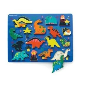 PUZZLE CROCODILE CREEK ENCASTREMENT REVERSIBLE : DINOSAURES - 16 PIECES