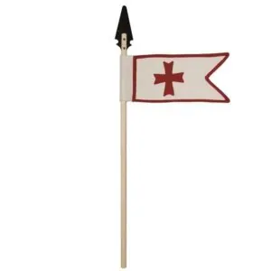 LANCE TEMPLIER FANION BLANC ET CROIX ROUGE 107 cm