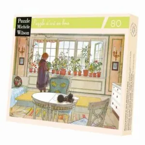 PUZZLE BOIS WILSON - C. LARSSON : FLEURS SUR LA FENETRE - 80 PIECES