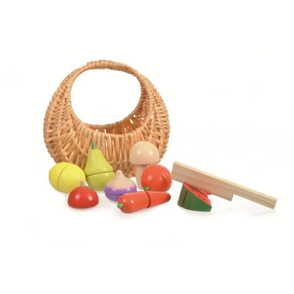 SET DE FRUITS ET LEGUMES EN BOIS ET PANIER - EGMONT TOYS