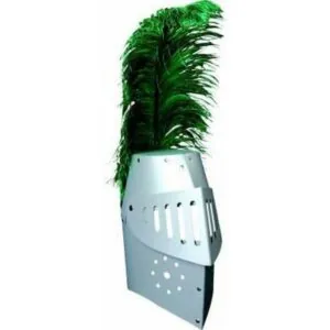 CASQUE ARGENT CARTON RIVETE AVEC PLUME - VAH