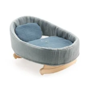 BERCEAU A BASCULE BOIS POMEA - BLUE DREAM - DJECO