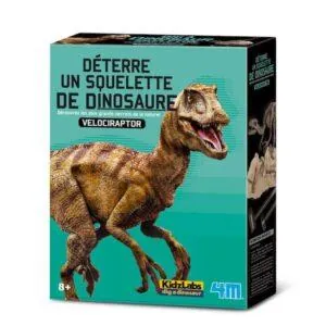 KIT DETERRE UN SQUELETTE DE DINOSAURE - VELOCIRAPTOR - KIDZLABS 4M